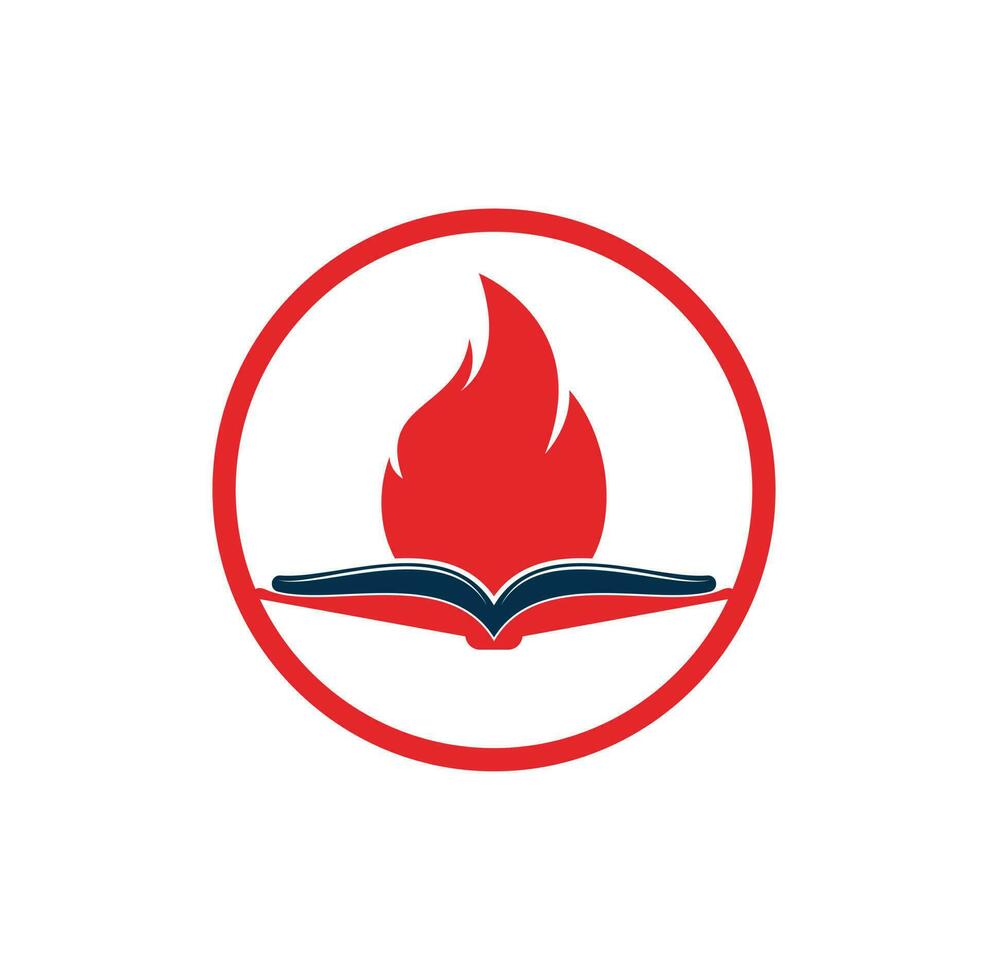 Book fire vector logo design. Motivation book vector logo design template.