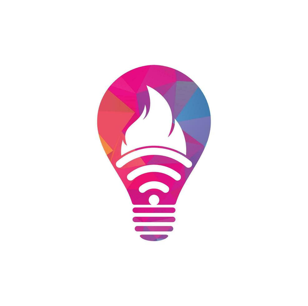 Fire wifi bulb vector logo design. Flame and signal symbol or icon.