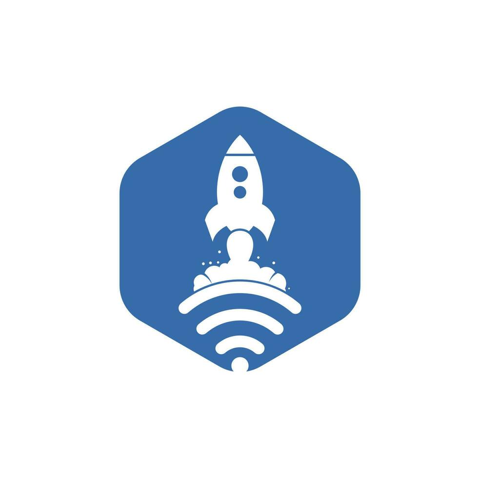 Wifi Rocket vector logo design. Wifi signal symbol and rocket design vector.