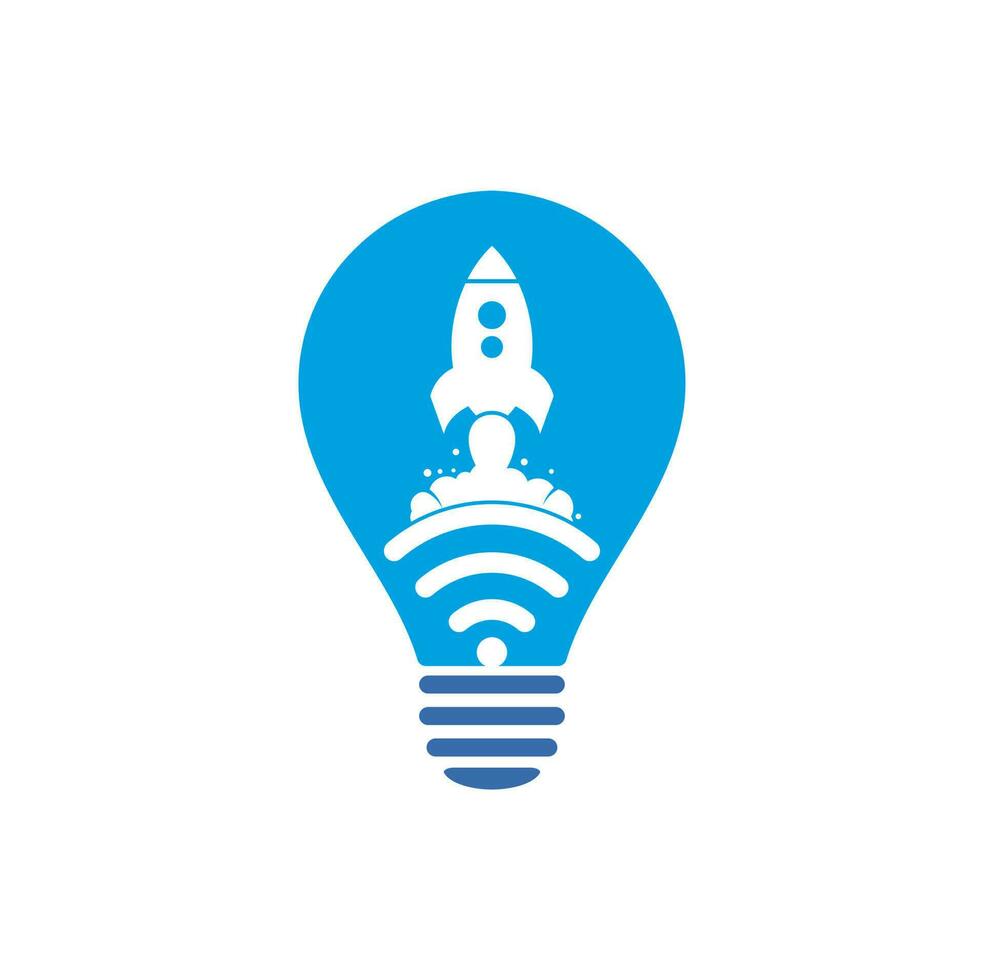 Wifi Rocket bulb shape concept vector logo design. Wifi signal symbol and rocket design vector