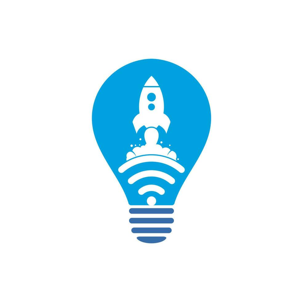 Wifi Rocket bulb shape concept vector logo design. Wifi signal symbol and rocket design vector