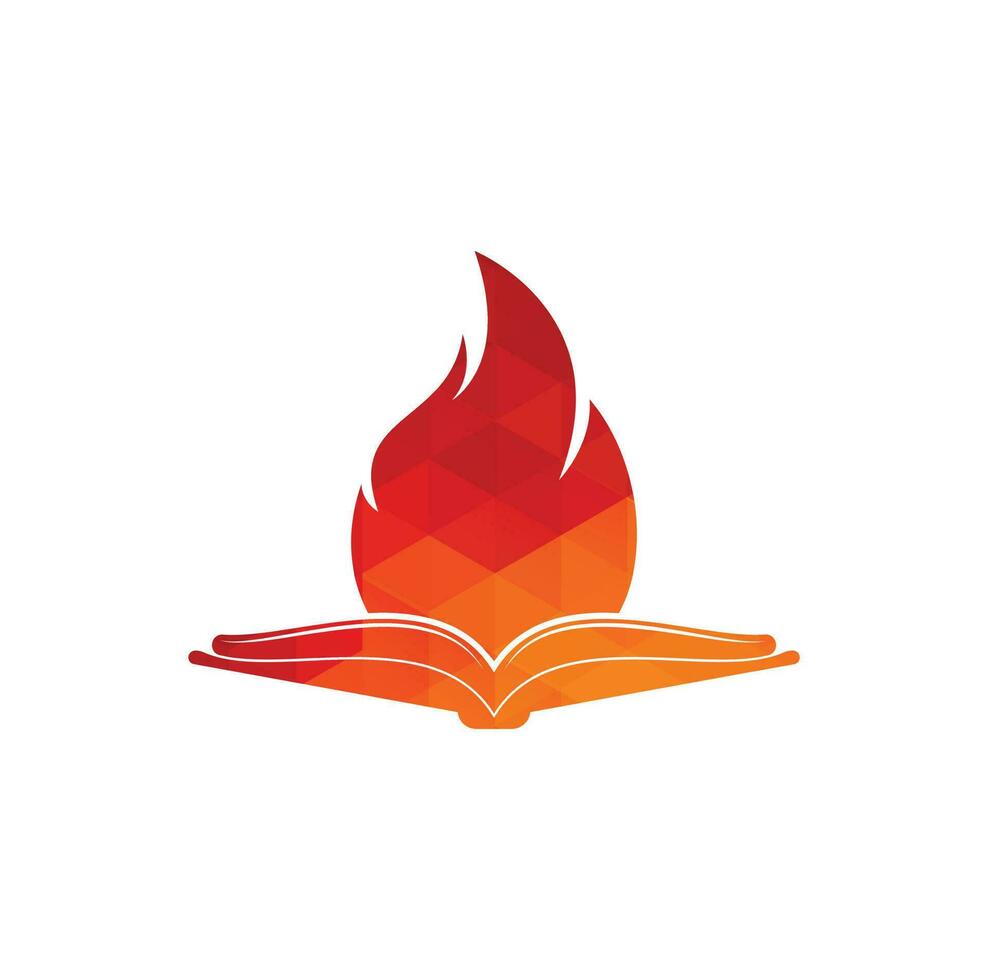 diseño del logotipo del vector de fuego del libro. plantilla de diseño de logotipo de vector de libro de motivación.