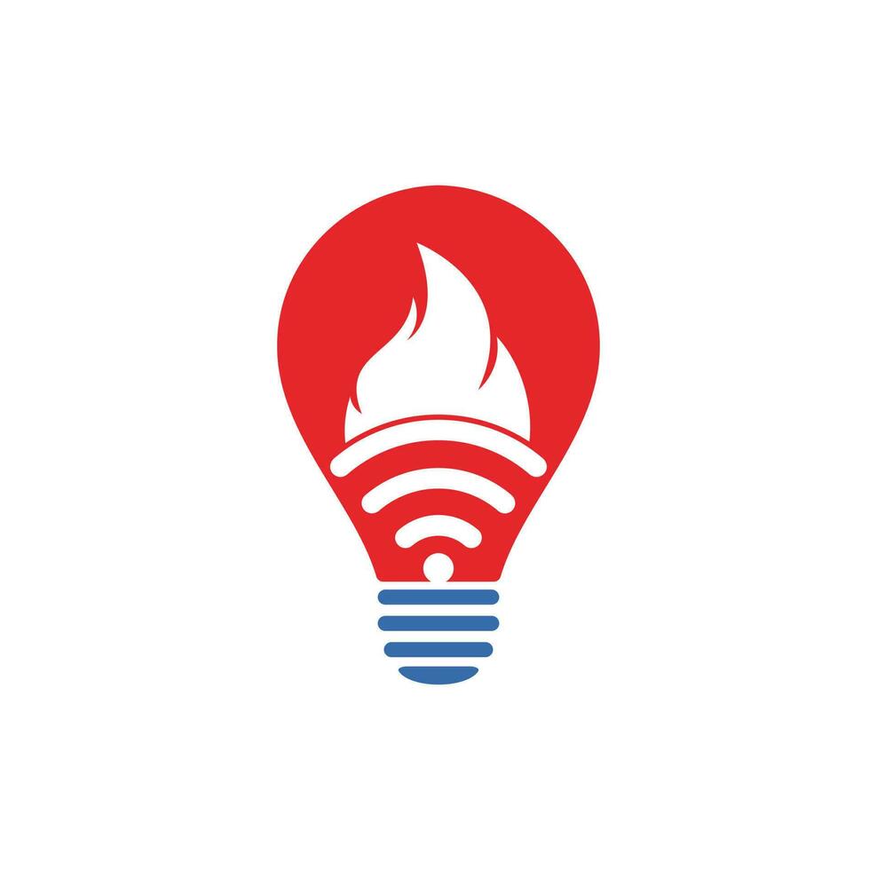 Fire wifi bulb vector logo design. Flame and signal symbol or icon.