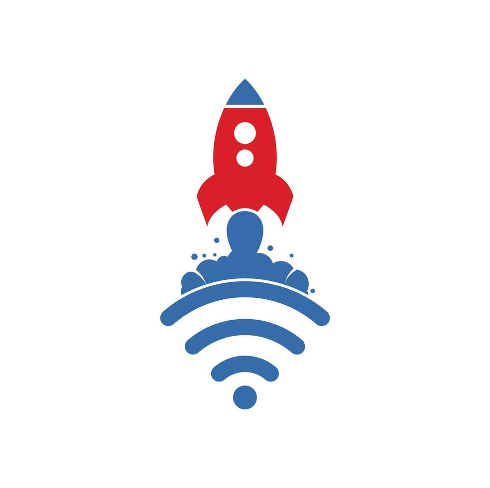 Wifi Rocket vector logo design. Wifi signal symbol and rocket design vector.