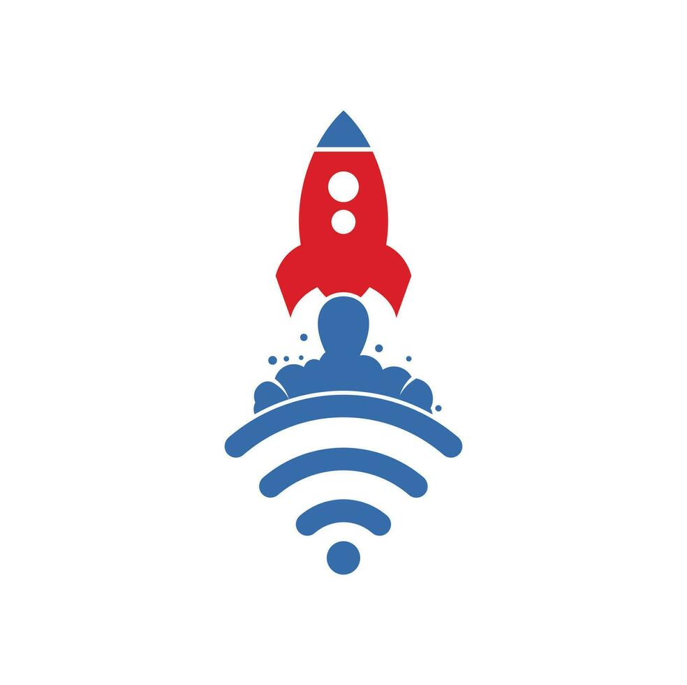 Wifi Rocket vector logo design. Wifi signal symbol and rocket design vector.