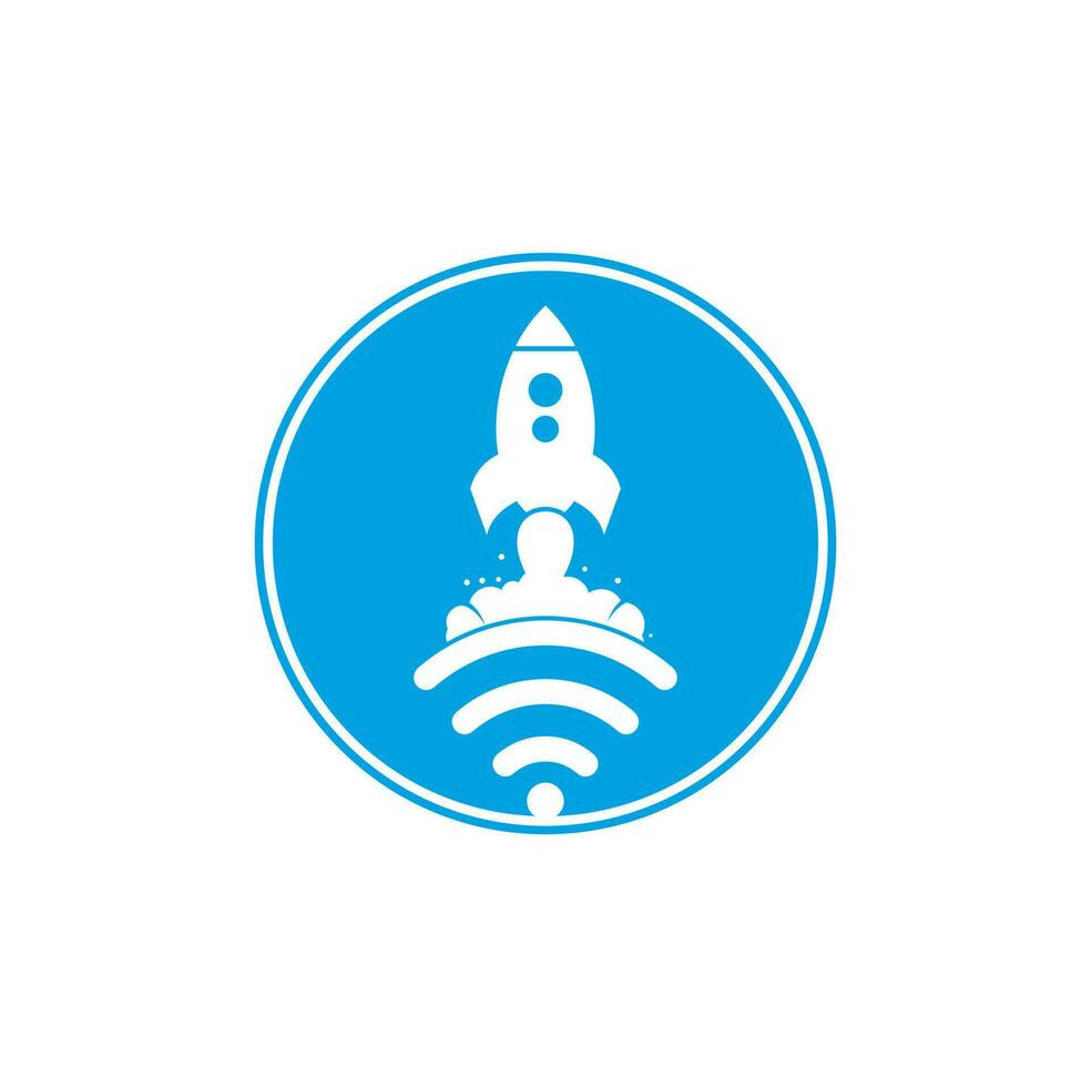 Wifi Rocket vector logo design. Wifi signal symbol and rocket design vector.