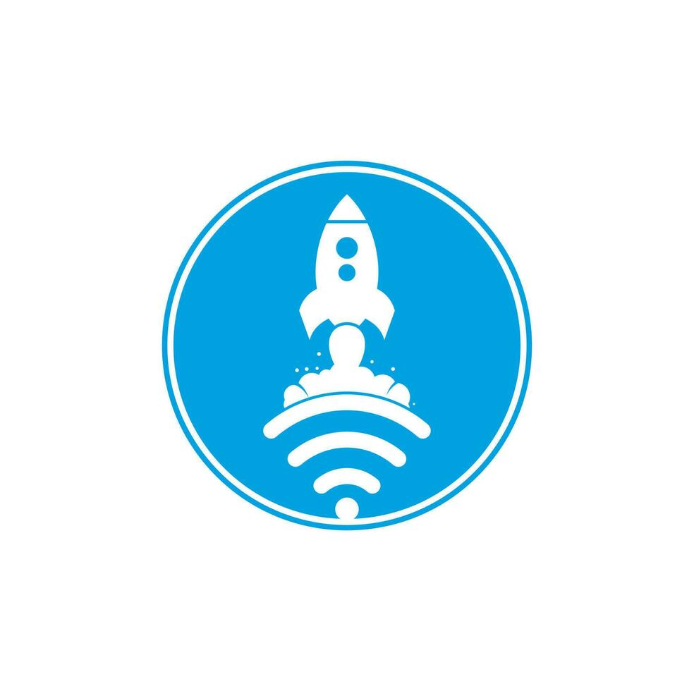 Wifi Rocket vector logo design. Wifi signal symbol and rocket design vector.