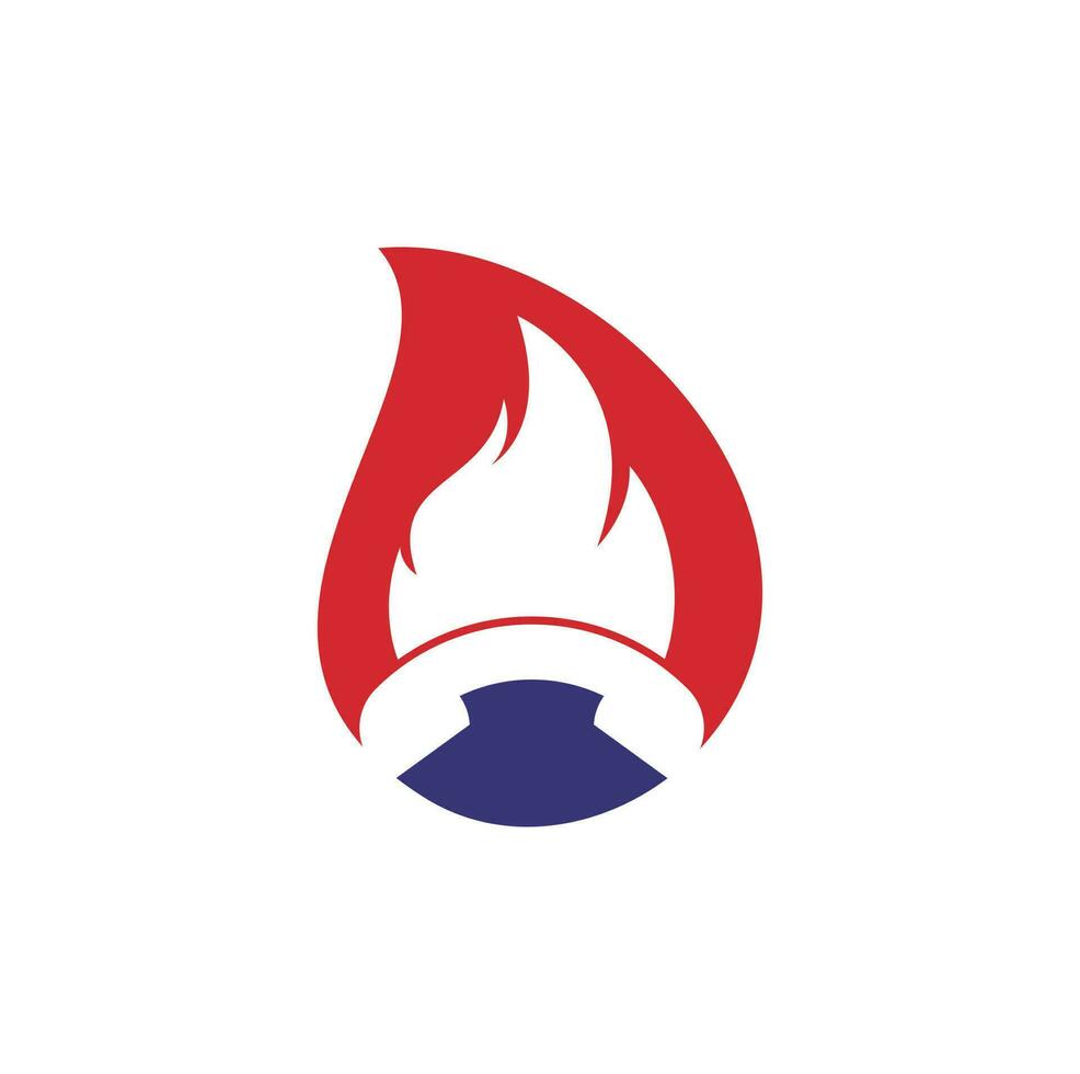 Hot call drop shape vector logo design concept. Handset and fire icon.
