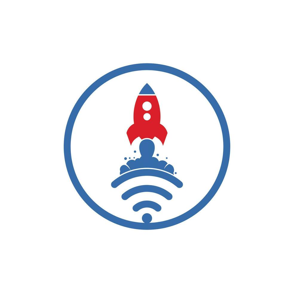 Wifi Rocket vector logo design. Wifi signal symbol and rocket design vector.