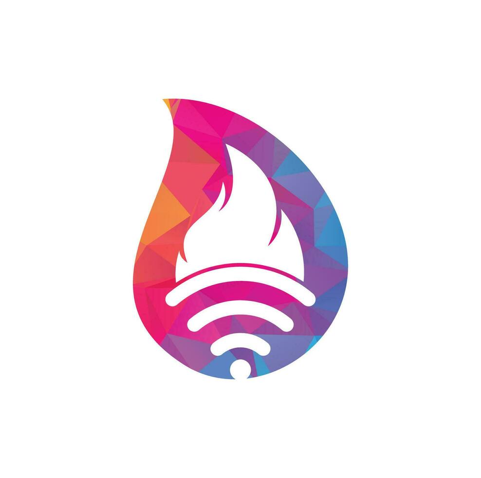 Fire wifi drop logo design. Flame and signal symbol or icon. vector