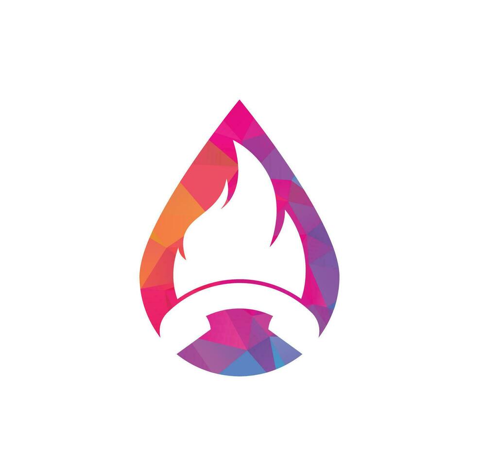 Hot call drop shape vector logo design concept. Handset and fire icon.