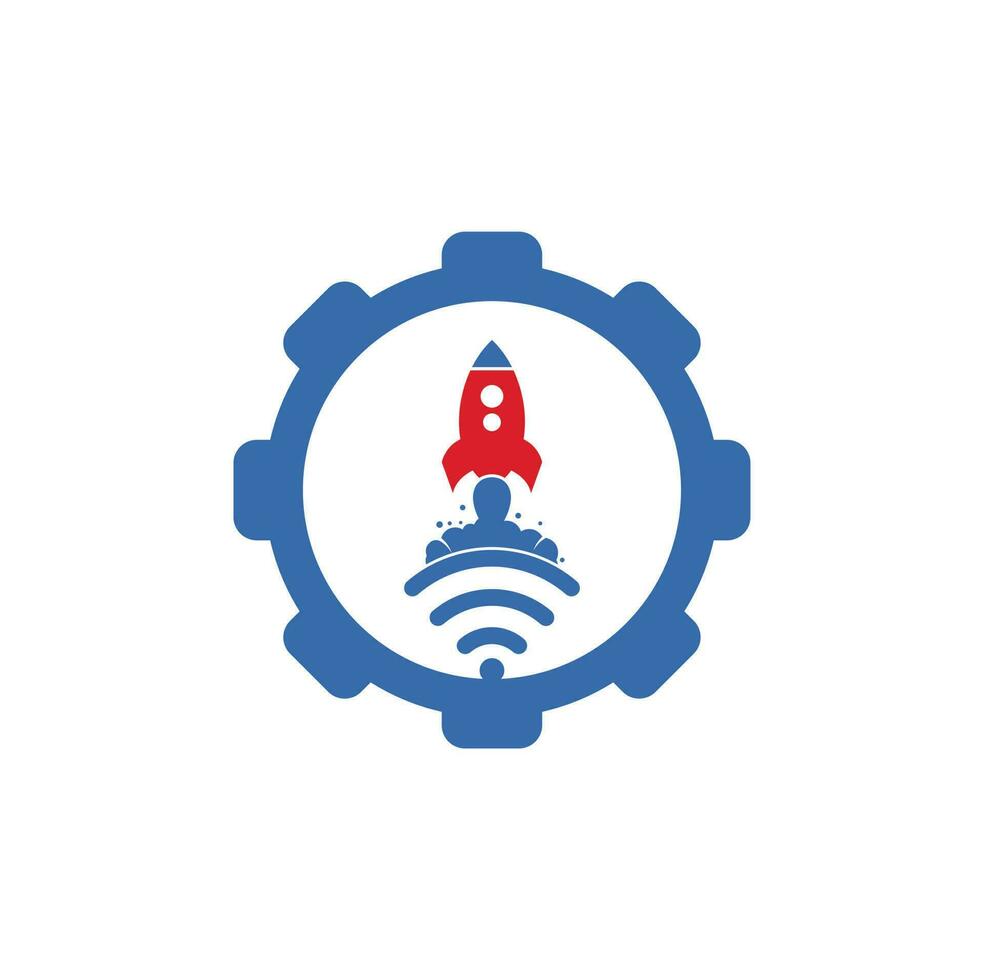 Wifi Rocket vector logo design. Wifi signal symbol and rocket design vector.