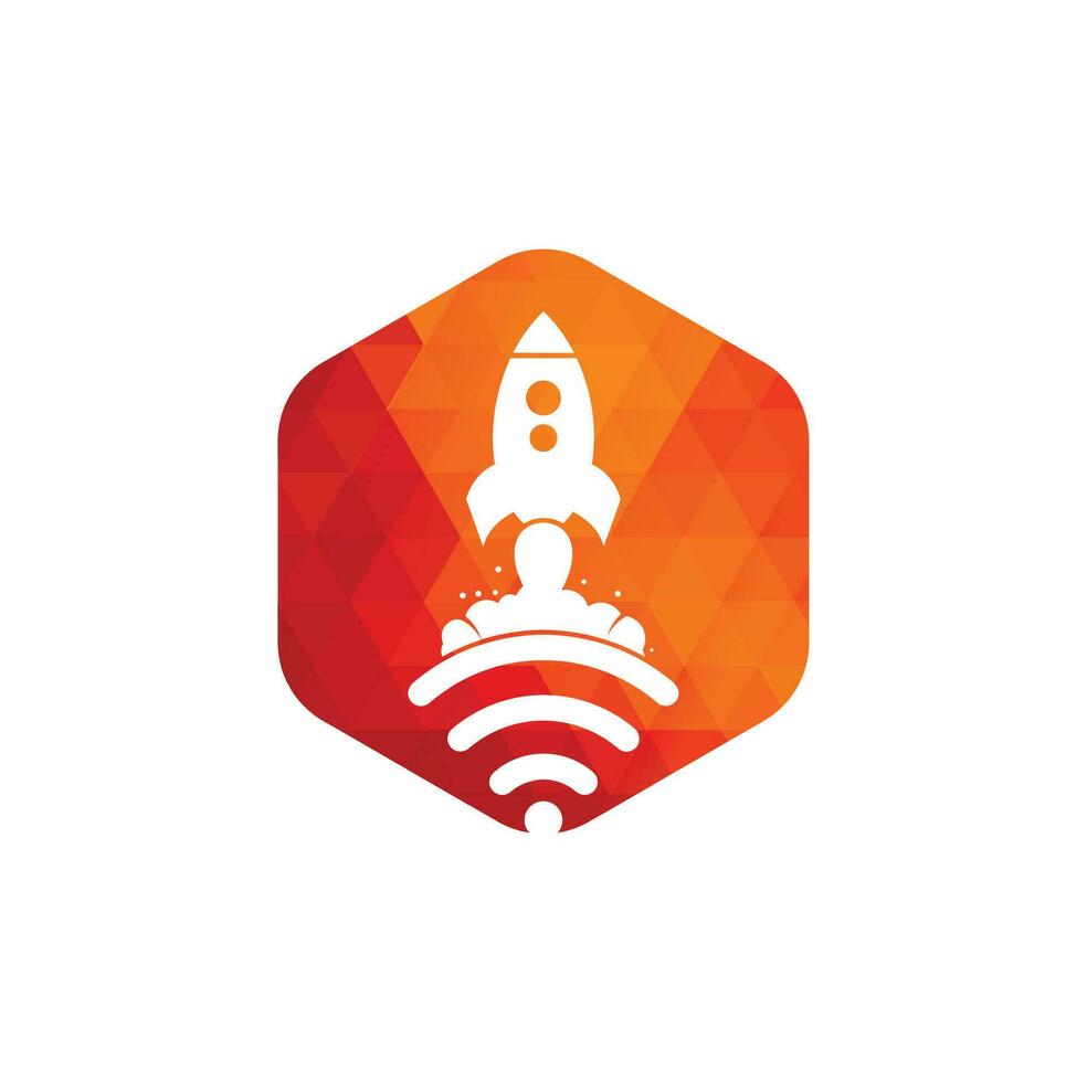 Wifi Rocket vector logo design. Wifi signal symbol and rocket design vector.