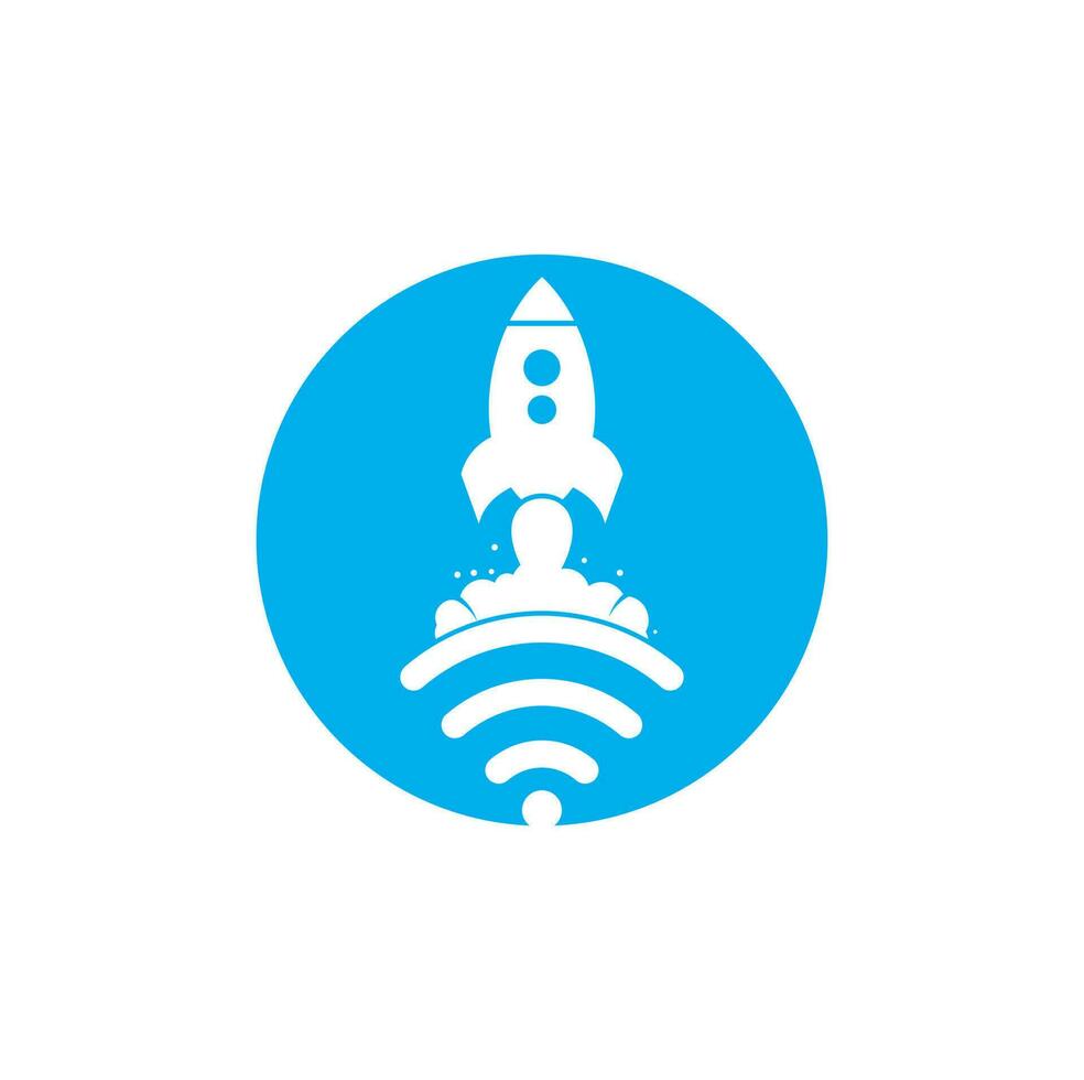 Wifi Rocket vector logo design. Wifi signal symbol and rocket design vector.