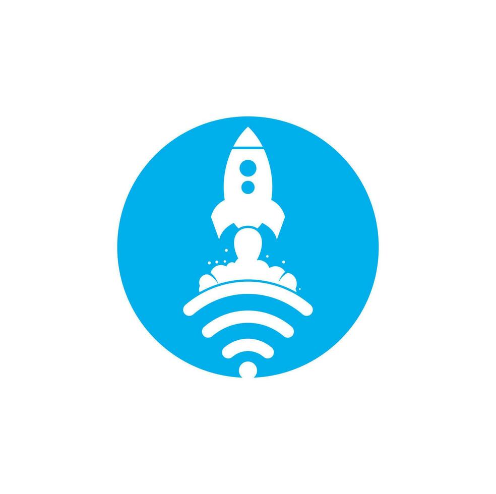 Wifi Rocket vector logo design. Wifi signal symbol and rocket design vector.