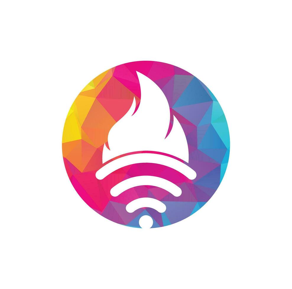 Fire and wifi logo combination. Flame and signal symbol or icon. vector