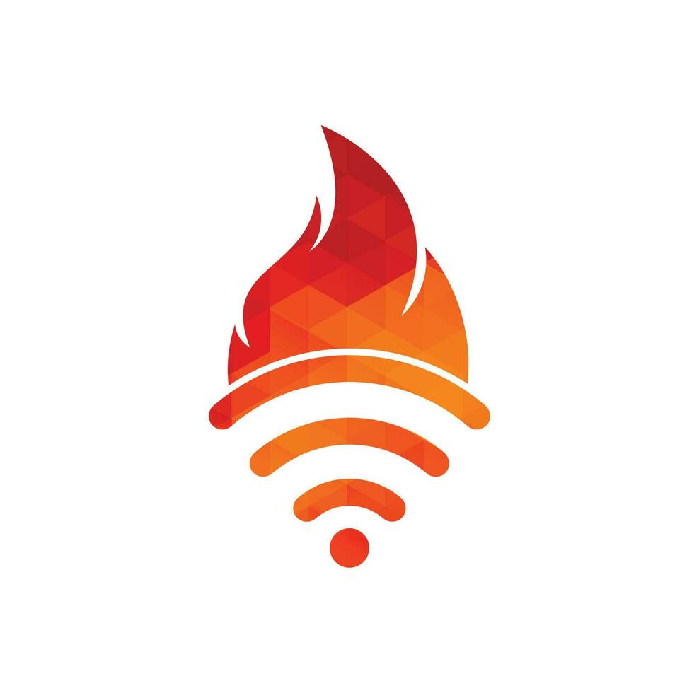 Fire and wifi logo combination. Flame and signal symbol or icon. vector