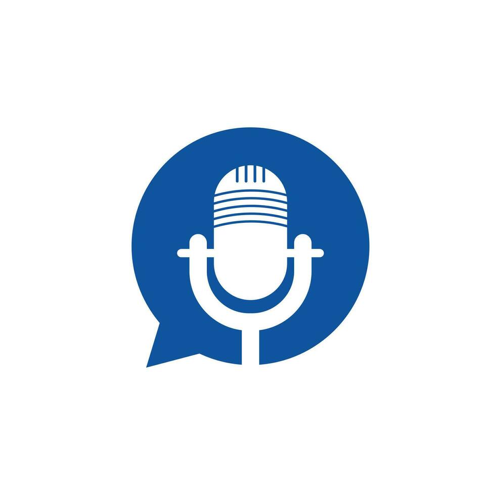 Podcast talk vector logo design. Chat logo design combined with podcast mic.