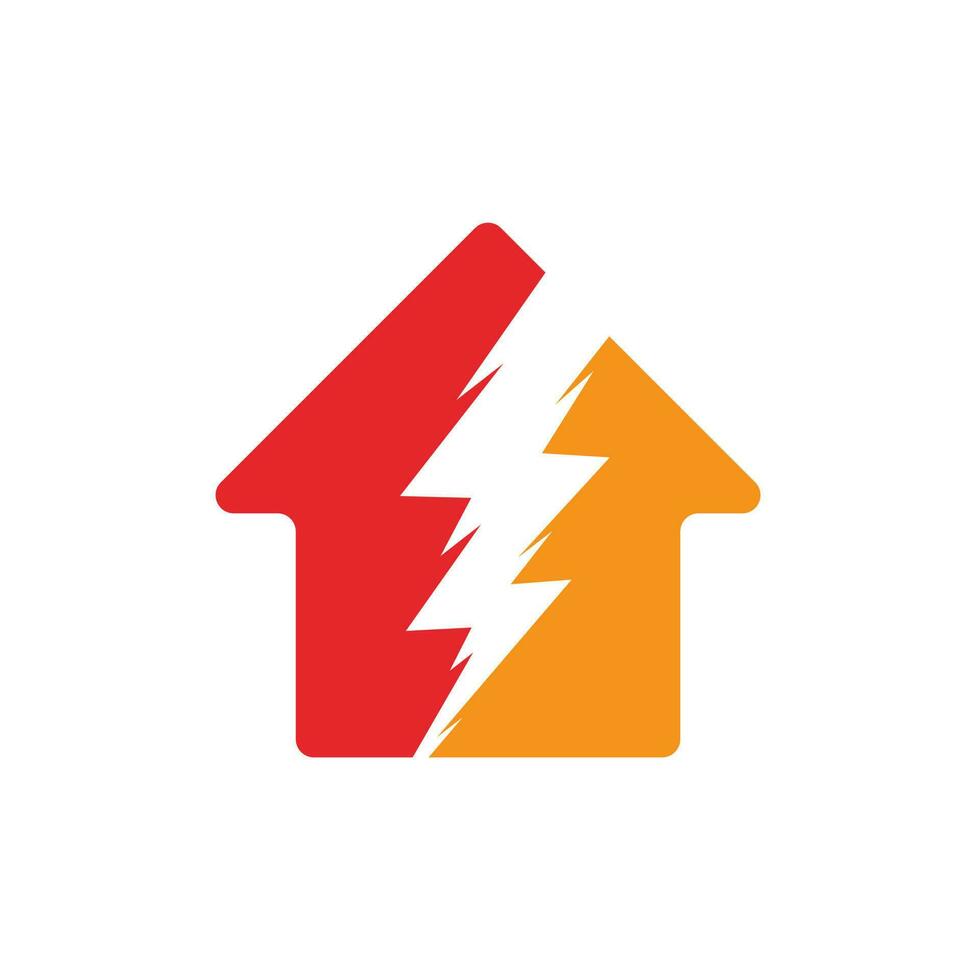diseño del logo del trueno en casa. elemento de diseño del logotipo de energía de la casa. vector