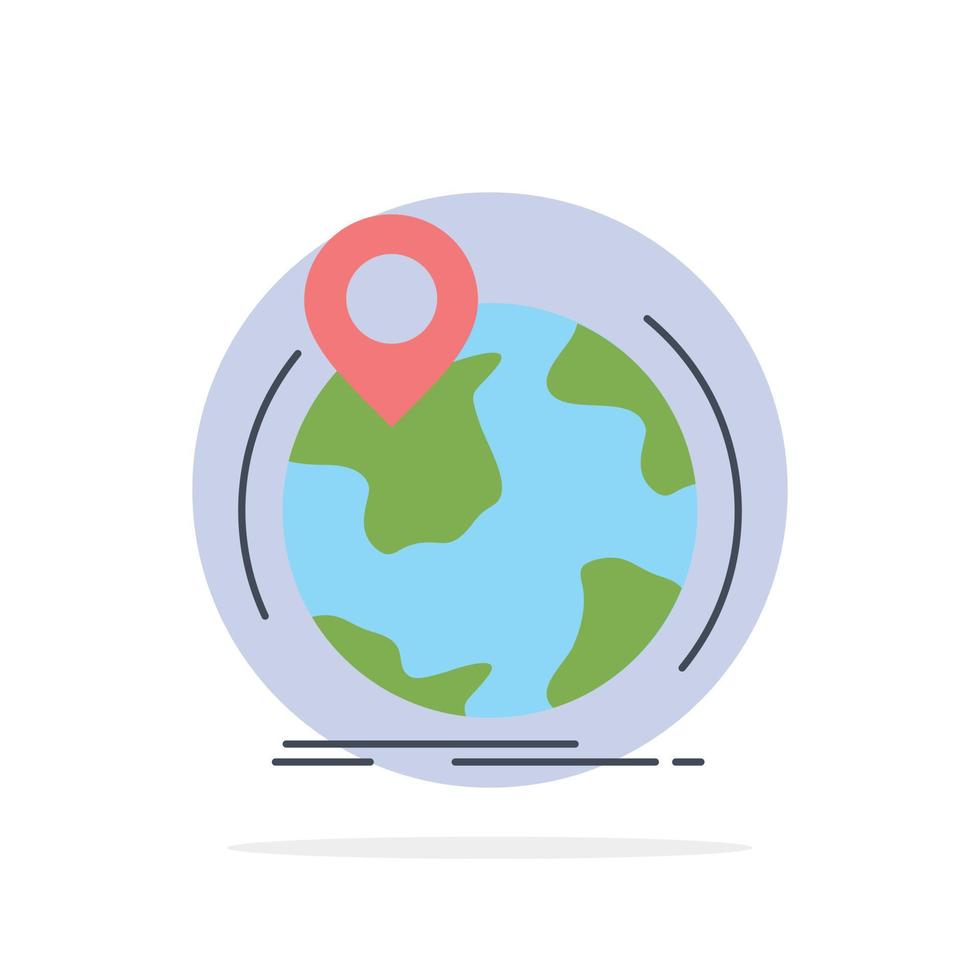 location globe worldwide pin marker Flat Color Icon Vector