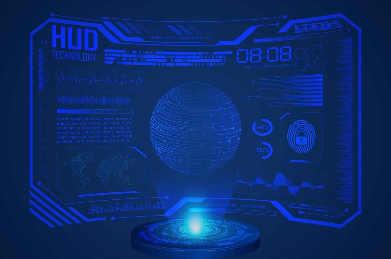 Modern Blue HUD Technology Screen Background vector