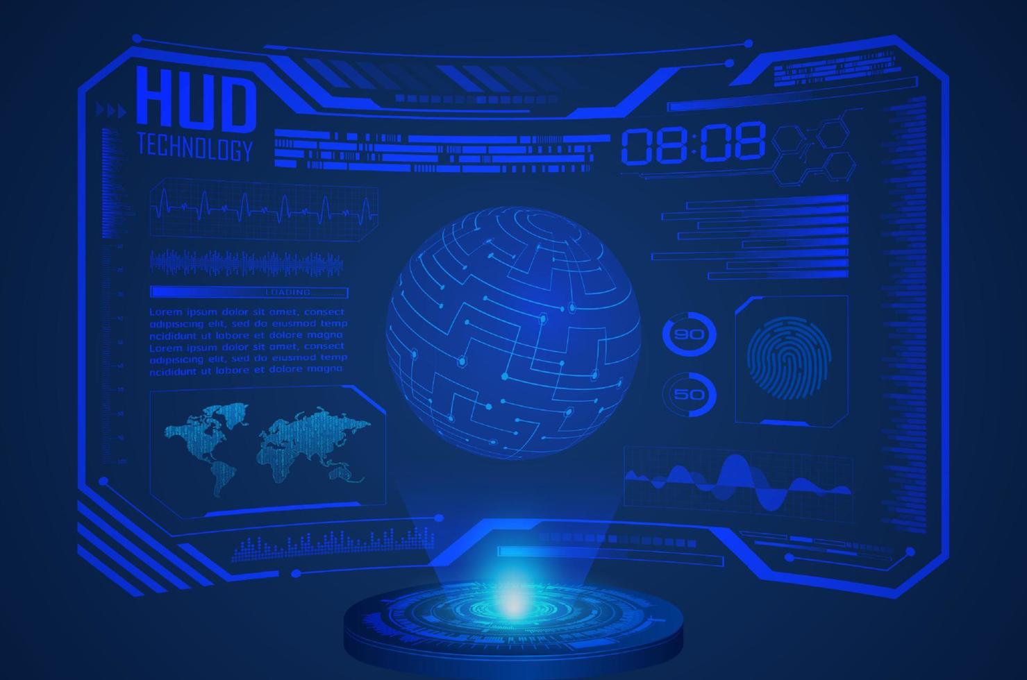 Modern Blue HUD Technology Screen Background vector