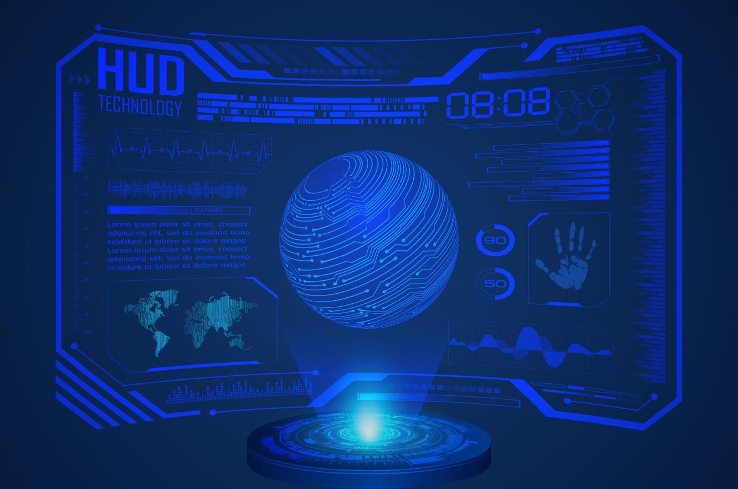 Modern Blue HUD Technology Screen Background vector