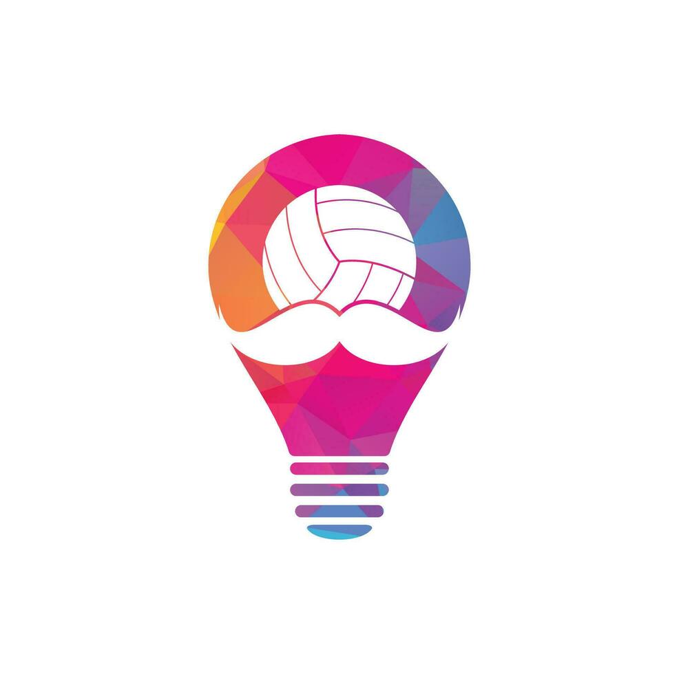 fuerte diseño de logotipo de vector de voleibol. diseño de icono de vector de bombilla de bigote y voleibol.