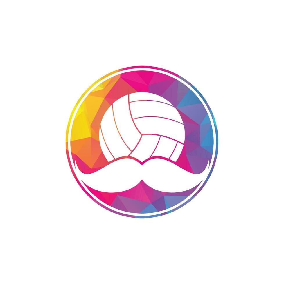 fuerte diseño de logotipo de vector de voleibol. Diseño de icono de vector de bigote y voleibol.