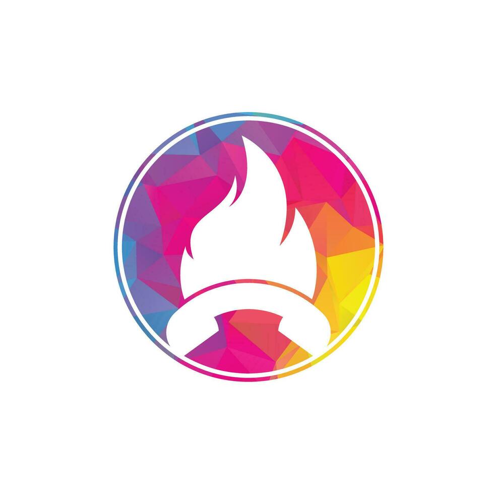 Hot call vector logo design concept. Handset and fire icon.