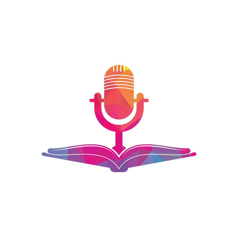 Podcast book vector logo design. Education podcast logo concept.