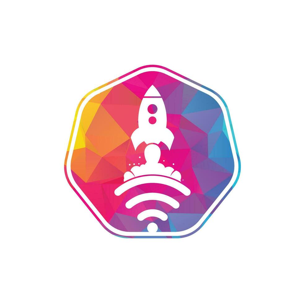 Wifi Rocket vector logo design. Wifi signal symbol and rocket design vector.