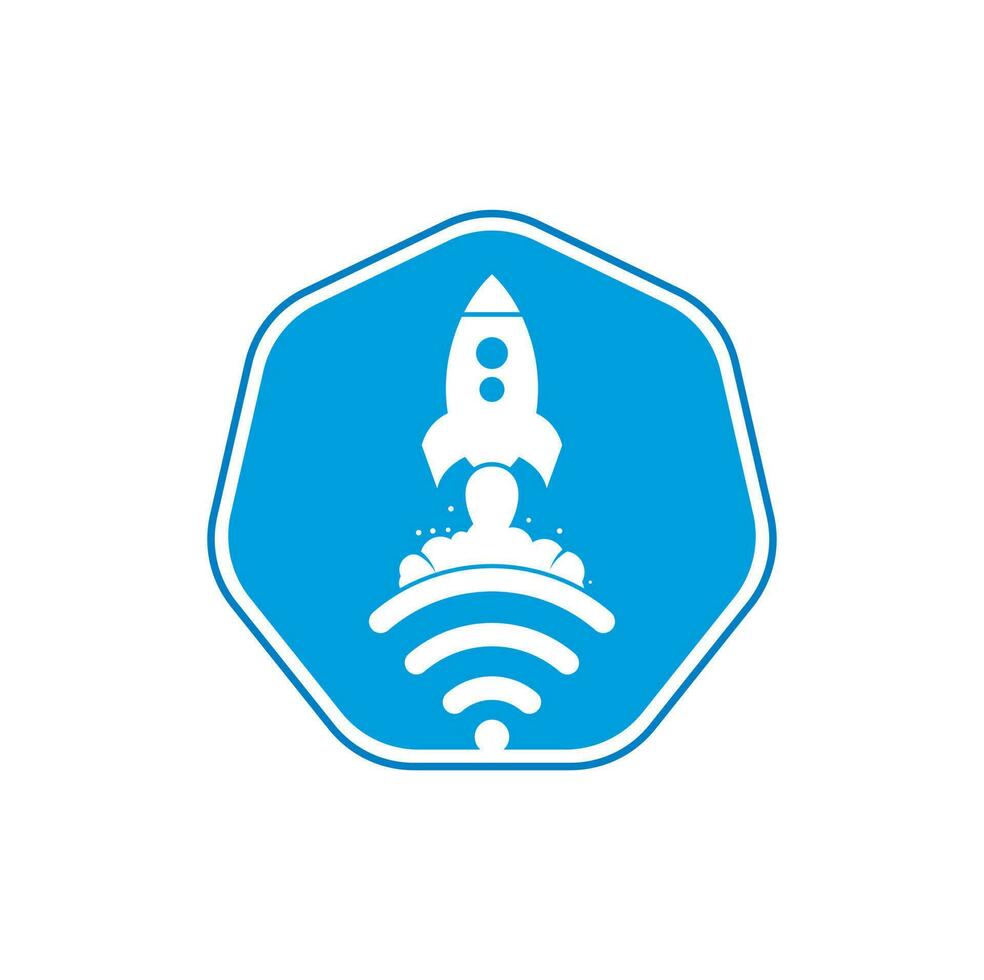 Wifi Rocket vector logo design. Wifi signal symbol and rocket design vector.