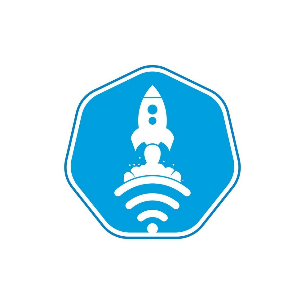 Wifi Rocket vector logo design. Wifi signal symbol and rocket design vector.