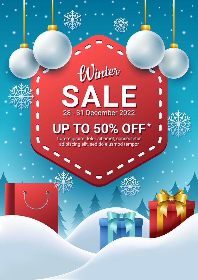 Winter Sale Poster A4 Ratio vector