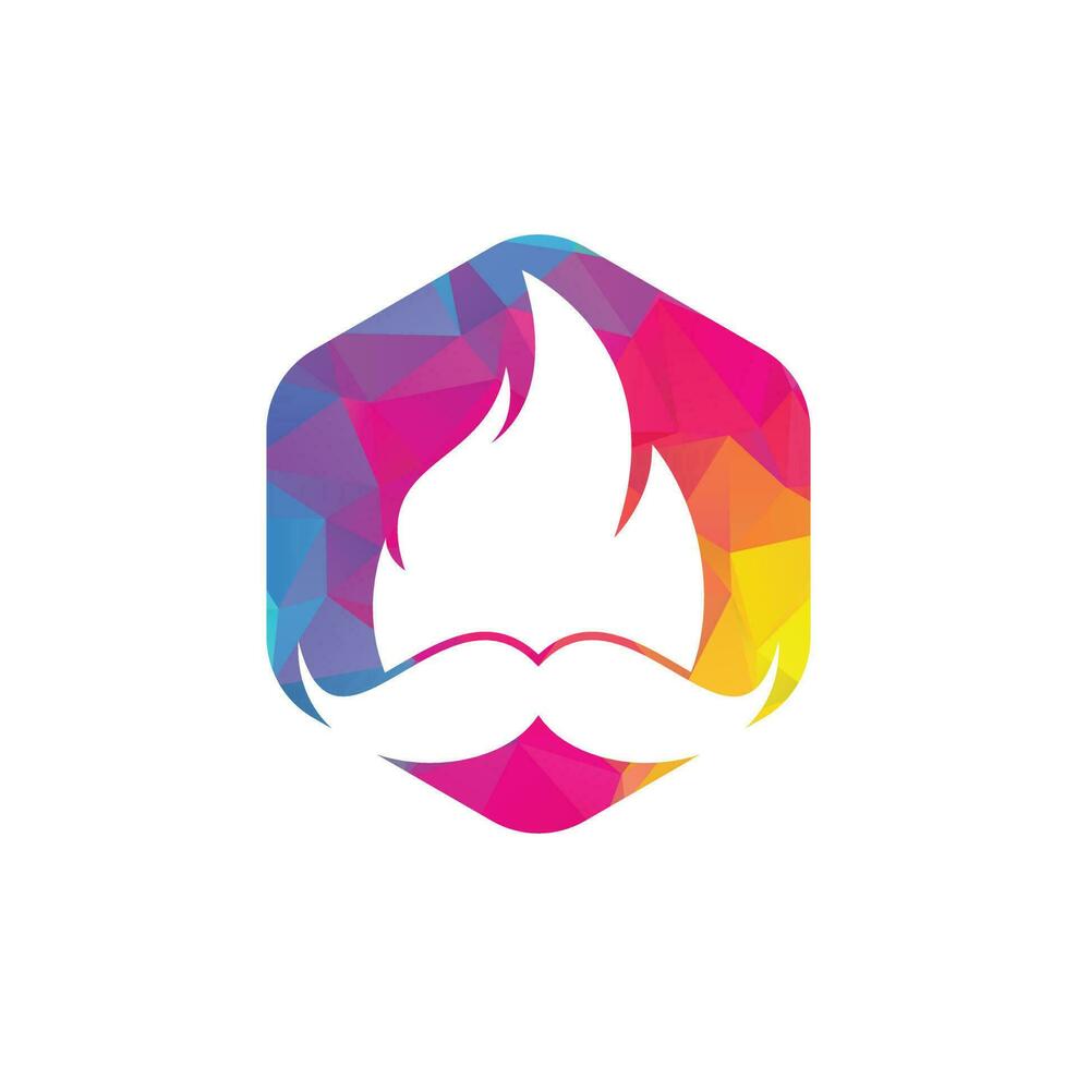 Moustache fire vector logo design template