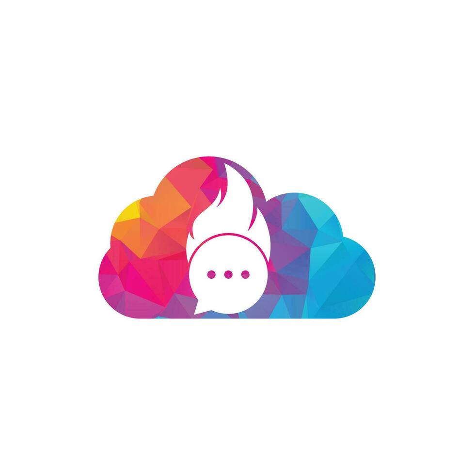 vector de plantilla de logotipo de concepto de forma de nube de chat de fuego. hot talk logo símbolo o plantilla de icono