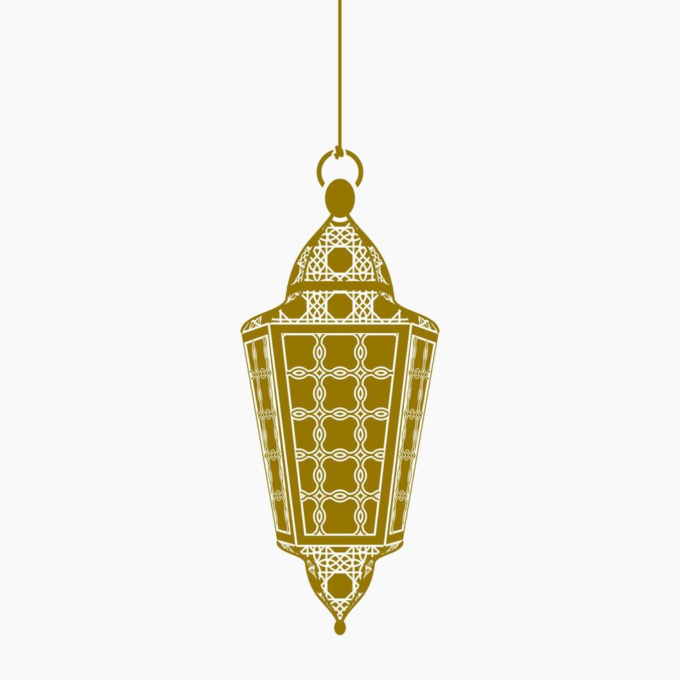 Editable Isolated Flat Monochrome Style Hanging Patterned Arabian Lamp Vector Illustration for Islamic Occasional Theme Purposes Such as Ramadan and Eid Also Arab Culture Design Needs
