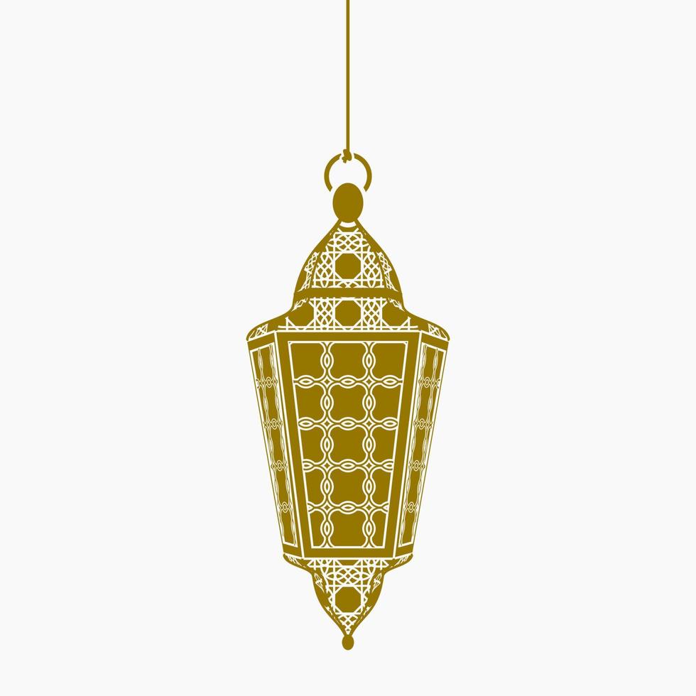 Editable Isolated Flat Monochrome Style Hanging Patterned Arabian Lamp Vector Illustration for Islamic Occasional Theme Purposes Such as Ramadan and Eid Also Arab Culture Design Needs