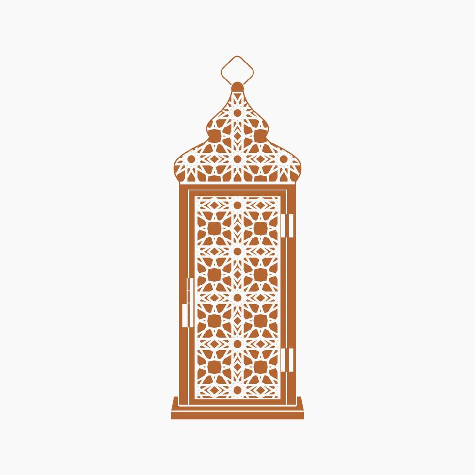 Editable Isolated Brown Patterned Arabian Lamp Vector Illustration in Flat Monochrome Style for Islamic Occasional Theme Purposes Such as Ramadan and Eid Also Arab Culture Design Needs