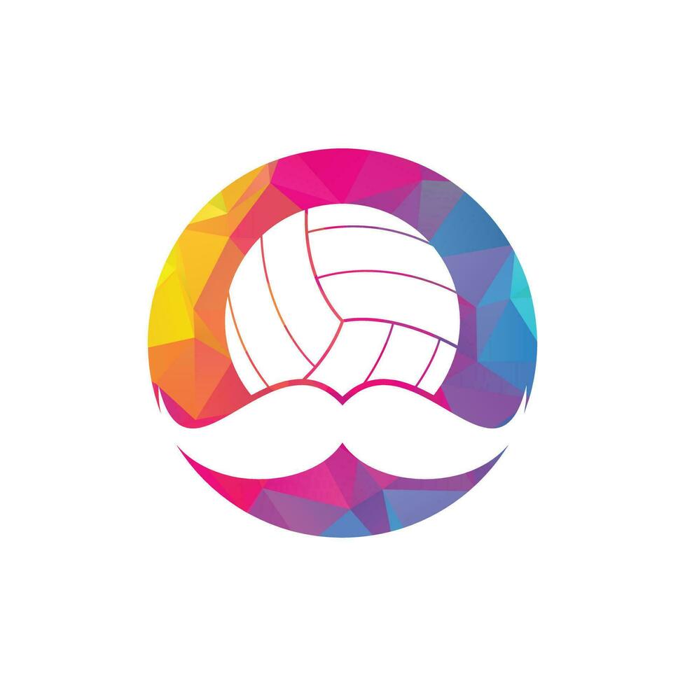 Strong volleyball vector logo design. Moustache and volley ball vector icon design.