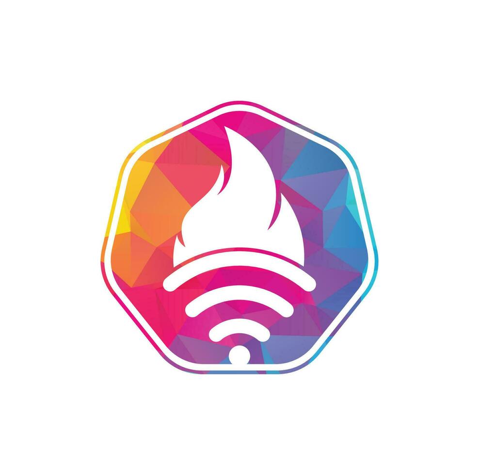 Fire and wifi logo combination. Flame and signal symbol or icon. vector