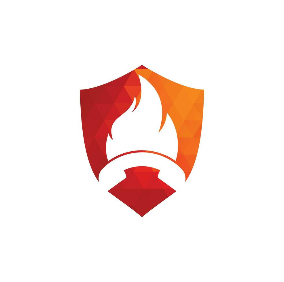 Hot call vector logo design concept. Handset and fire icon.