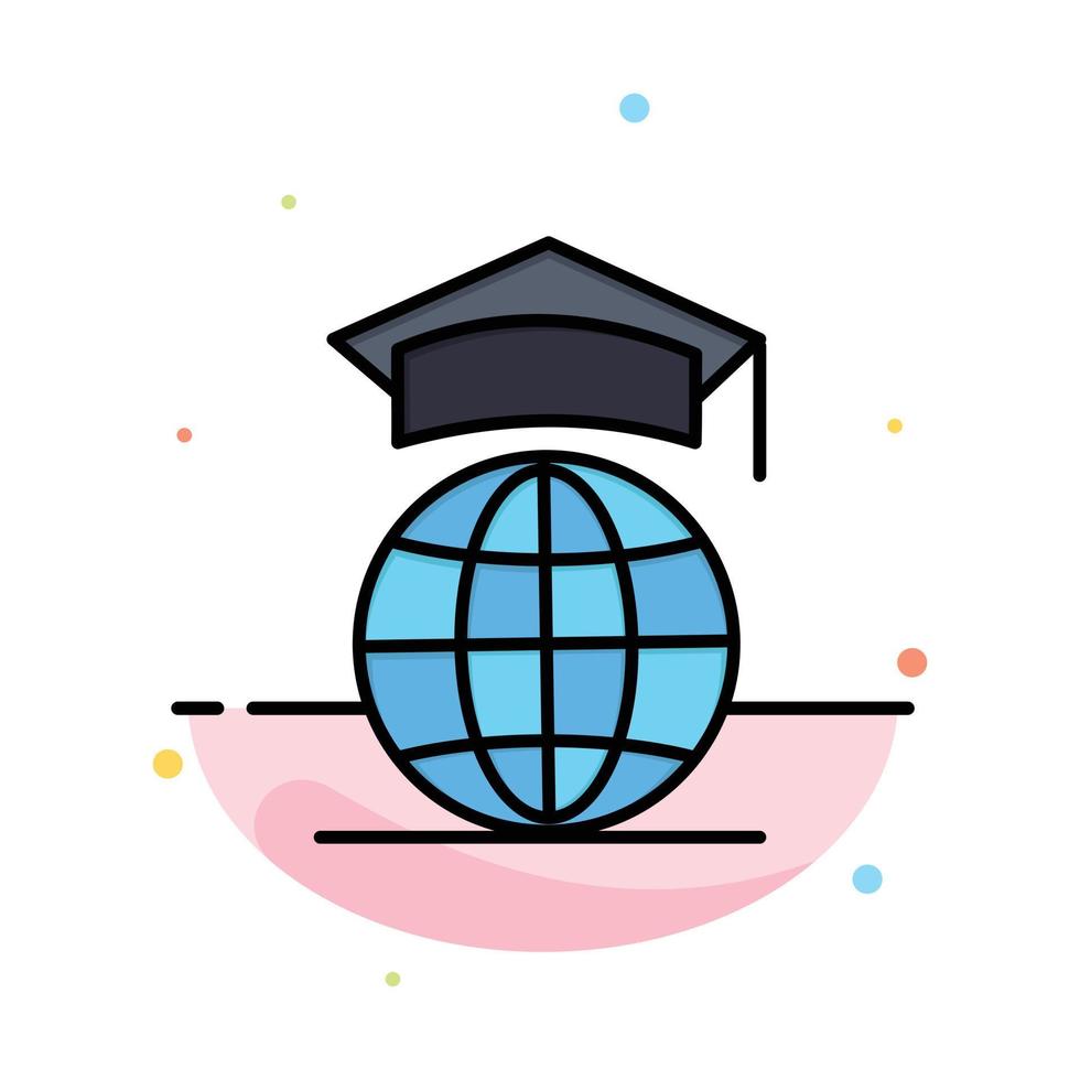 Globe Internet Online Graduation Abstract Flat Color Icon Template vector