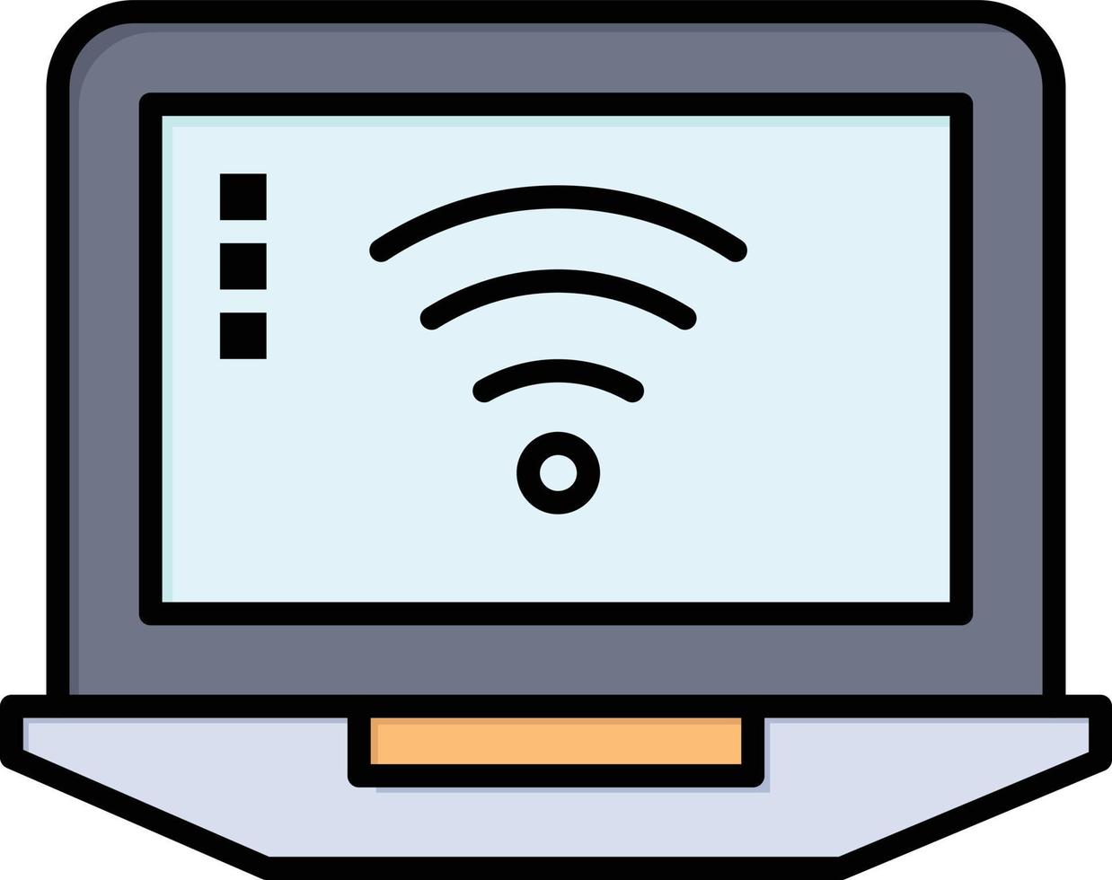 computadora portátil señal wifi color plano icono vector icono banner plantilla