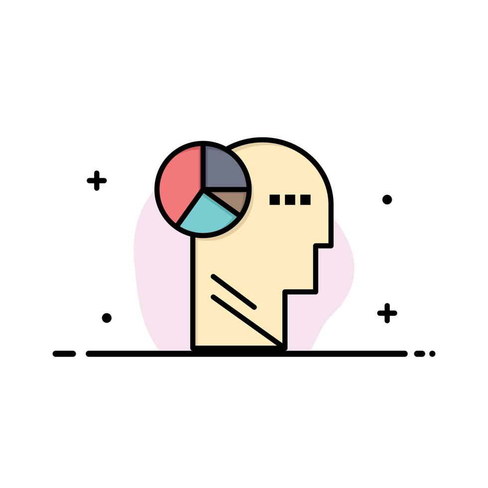 Graph Head Mind Thinking  Business Flat Line Filled Icon Vector Banner Template
