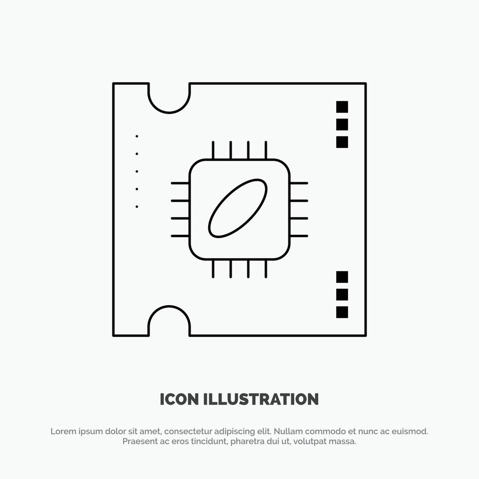 Cpu Microchip Processor Processor Chip Line Icon Vector