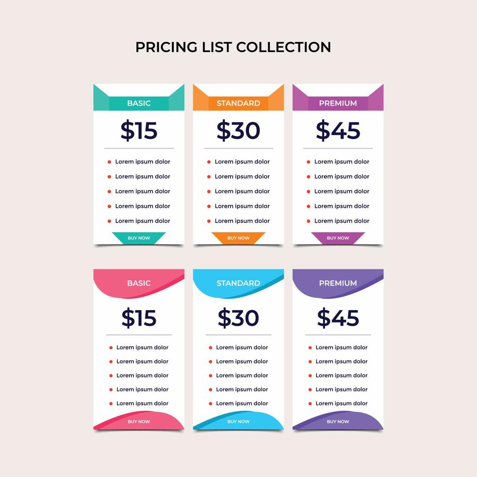 Set offer tariffs. ui ux vector banner for web app.Vector pricing table for websites and applications.eps