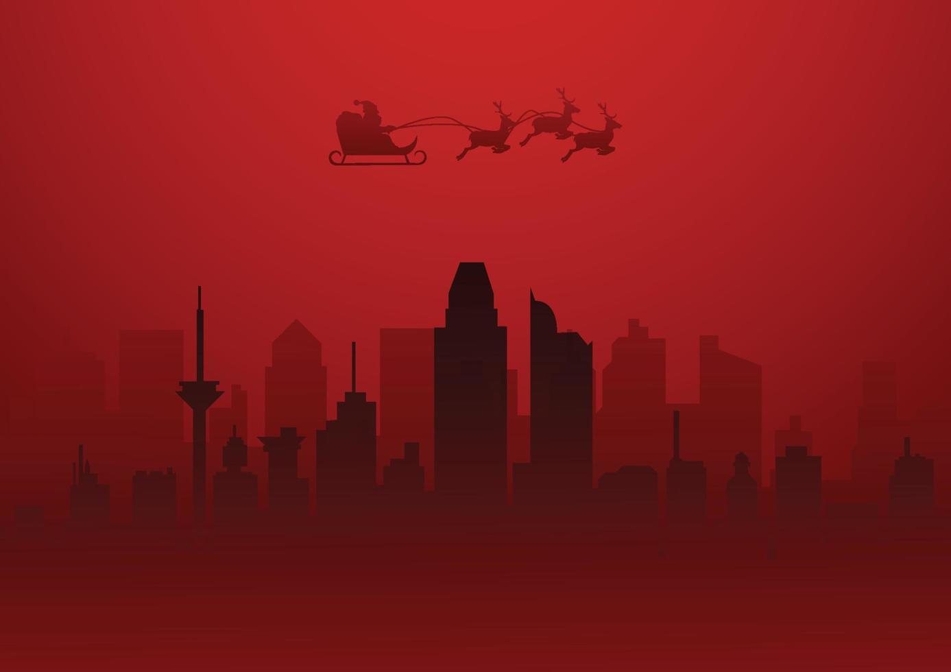 silhouette santa in city vector