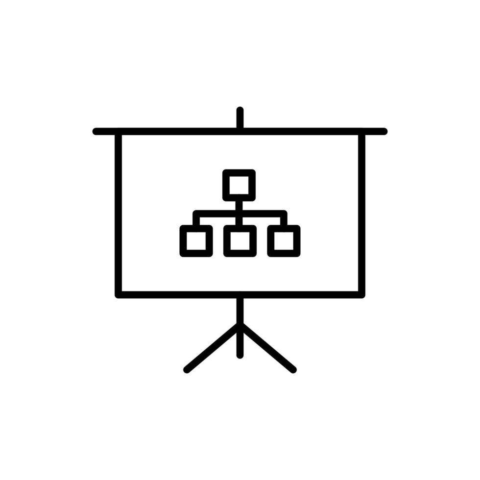 Simple vector isolated pictogram drawn with black thin line. Editable stroke for web sites, adverts, stores, shops. Vector line icon of tree map on presentation board